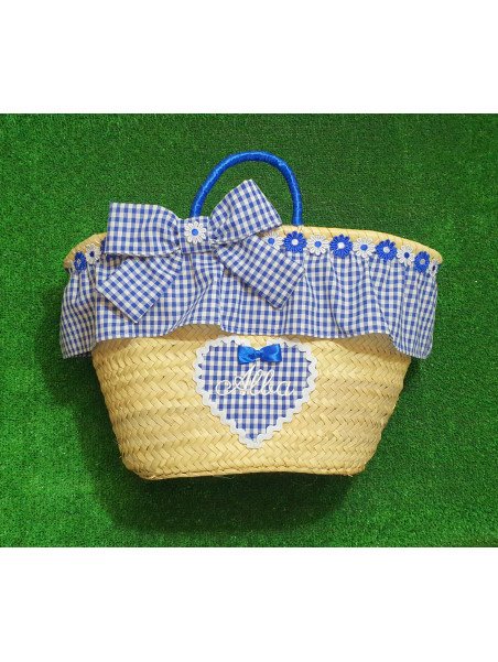 Cesta Vichy azul con blanco