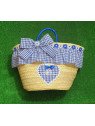Cesta Vichy azul con blanco