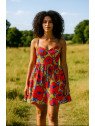 vestido flor roja