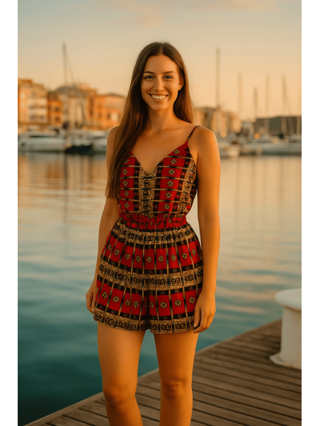 Peto dorado y rojo