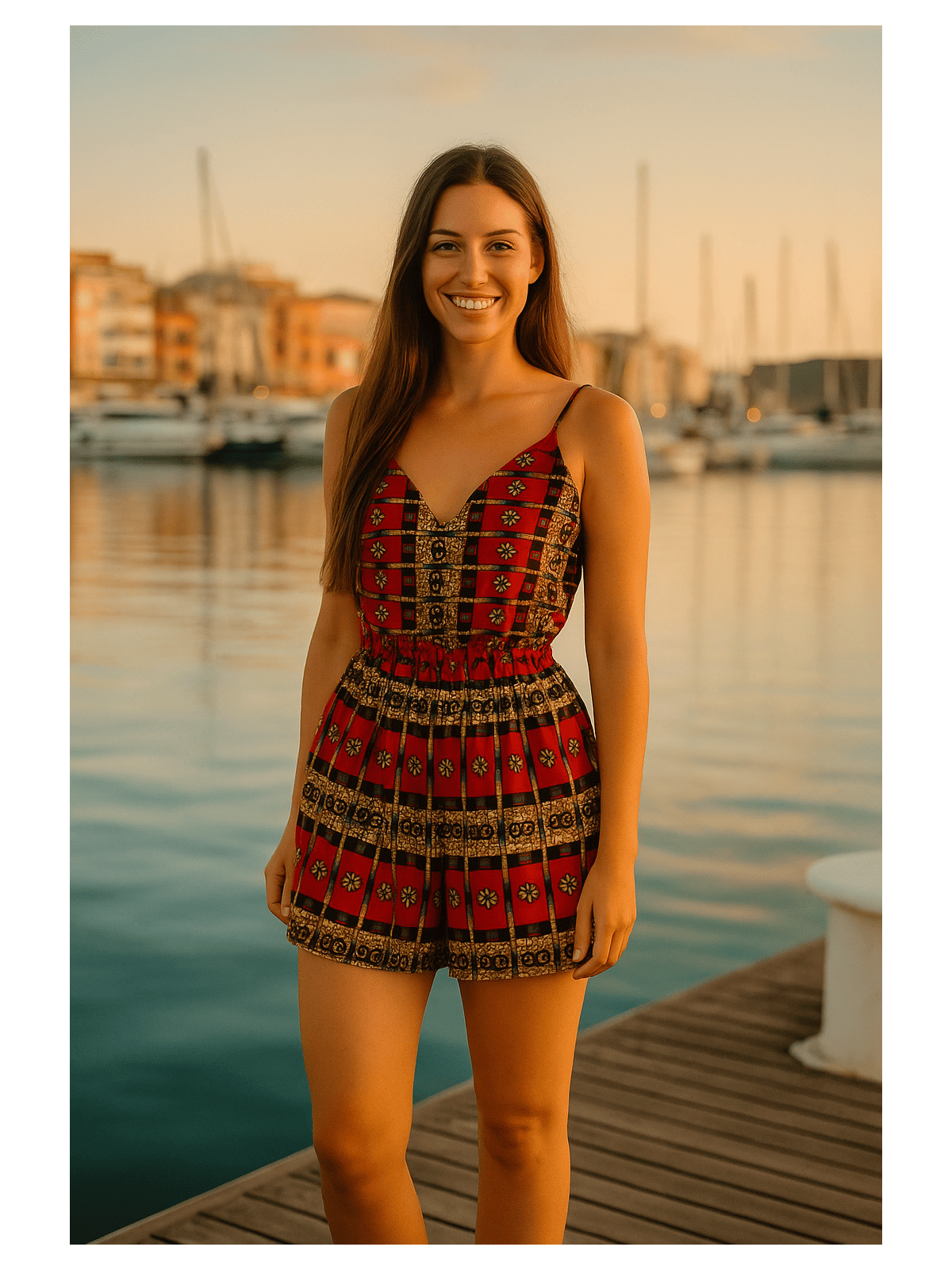 Peto dorado y rojo